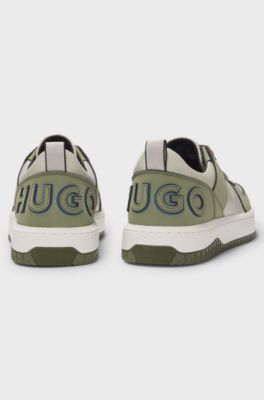 Mixed-material trainers with two sets of laces, Light Green