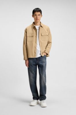 Mixed-material trainers with canvas-effect fabric, White