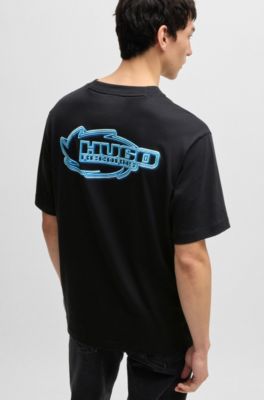 Cotton-jersey T-shirt with seasonal artwork, Black