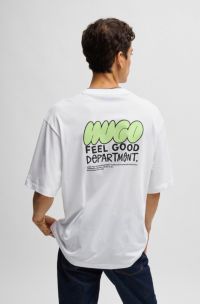 Camiseta de punto de algodón con estampados de temporada, Blanco