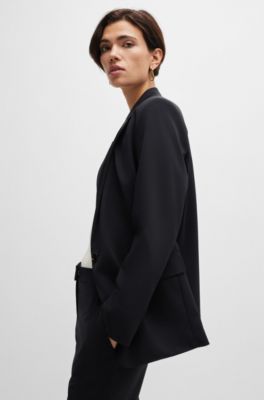 Veste coupe d&eacute;contract&eacute;e en jersey stretch infroissable, Noir