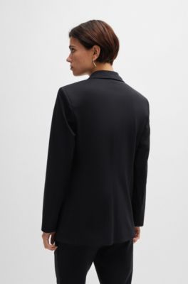 Relaxed-fit jacket in crease-resistant stretch jersey, Black