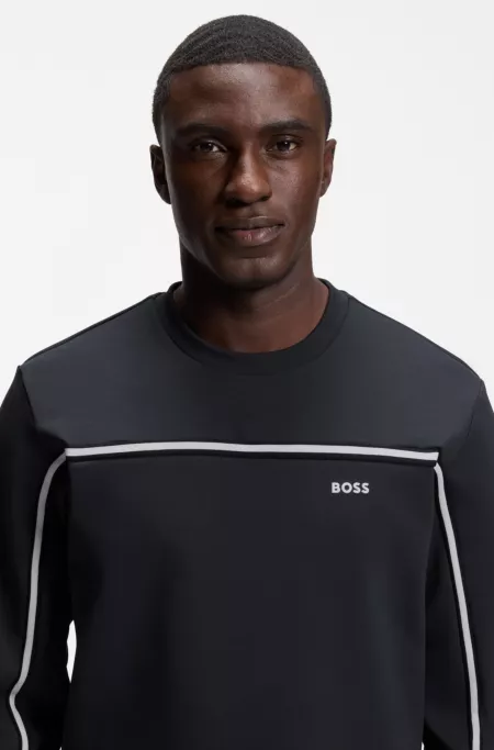Cotton-blend regular-fit sweatshirt with tape inserts