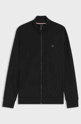 Zip-up sweatshirt with Double-B-monogram badge, Black