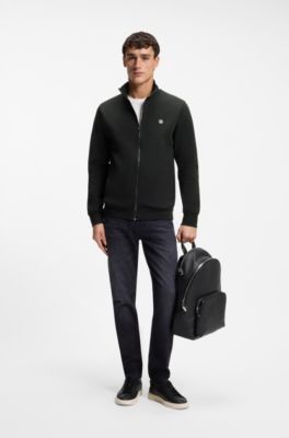 Zip-up sweatshirt with Double-B-monogram badge, Black