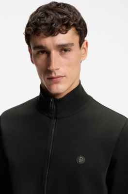 Zip-up sweatshirt with Double-B-monogram badge, Black