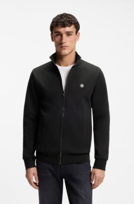 Zip-up sweatshirt with Double-B-monogram badge, Black