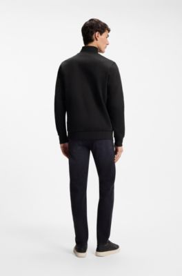 Zip-up sweatshirt with Double-B-monogram badge, Black