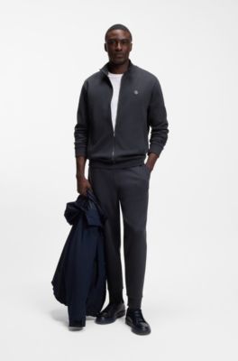 Zip-up sweatshirt with Double-B-monogram badge, Dark Blue