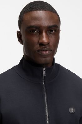 Zip-up sweatshirt with Double-B-monogram badge, Dark Blue