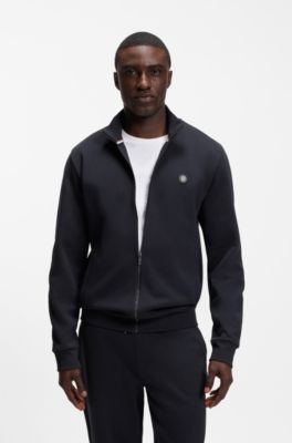 Zip-up sweatshirt with Double-B-monogram badge, Dark Blue