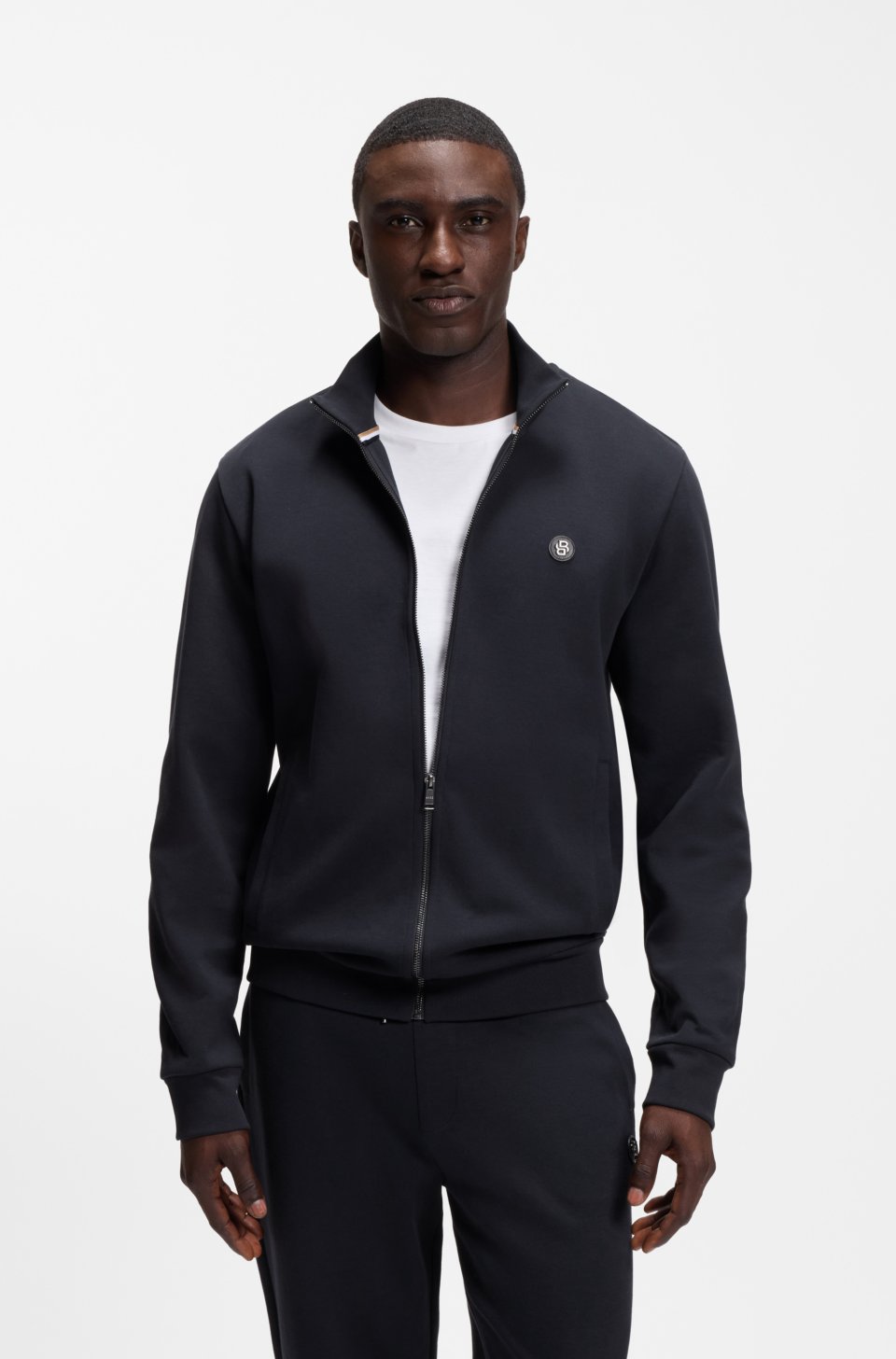 Zip-up sweatshirt with Double-B-monogram badge