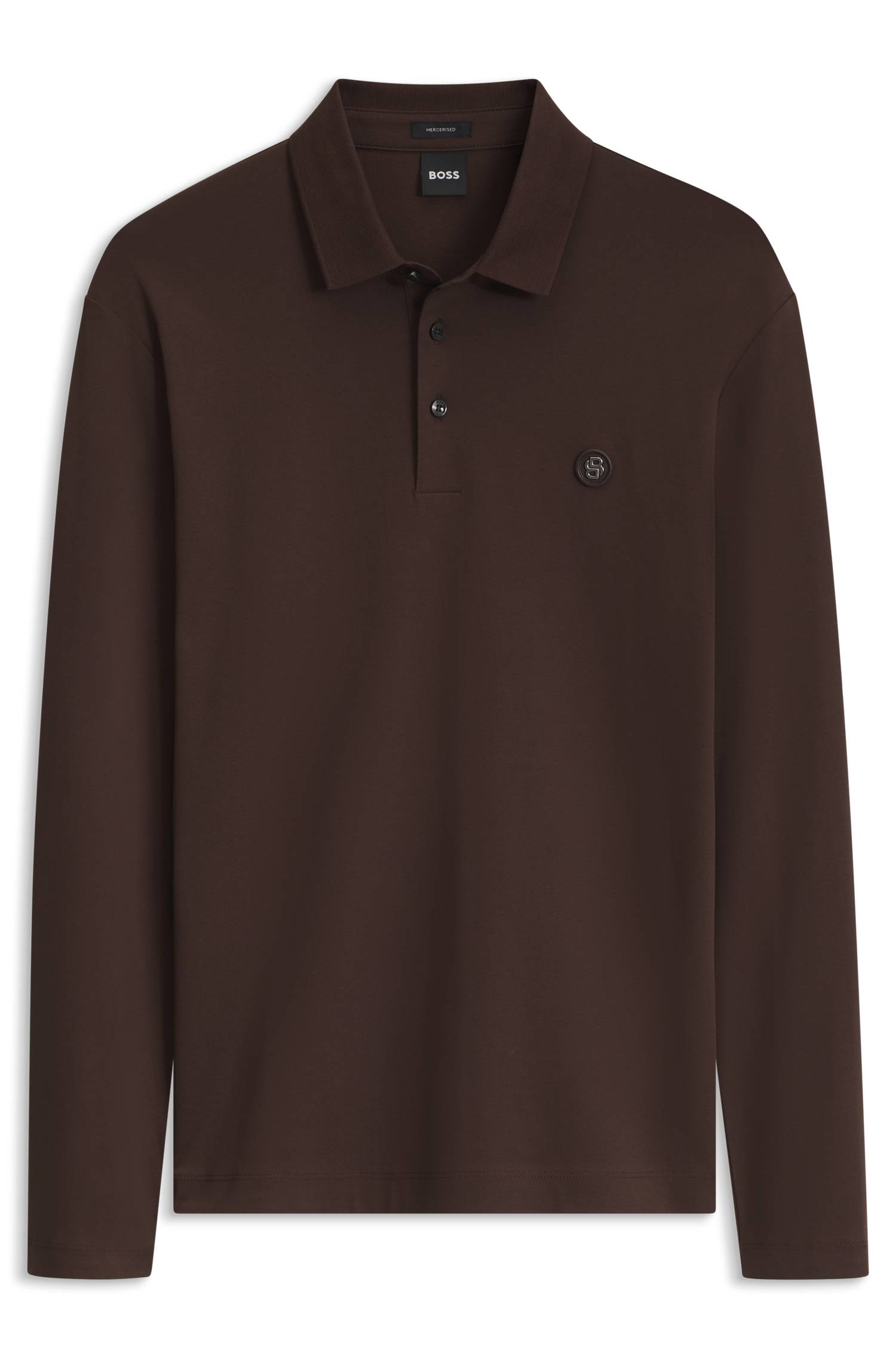 Boss Long-sleeved cotton polo shirt with Double B monogram pikéer herr – bild 4