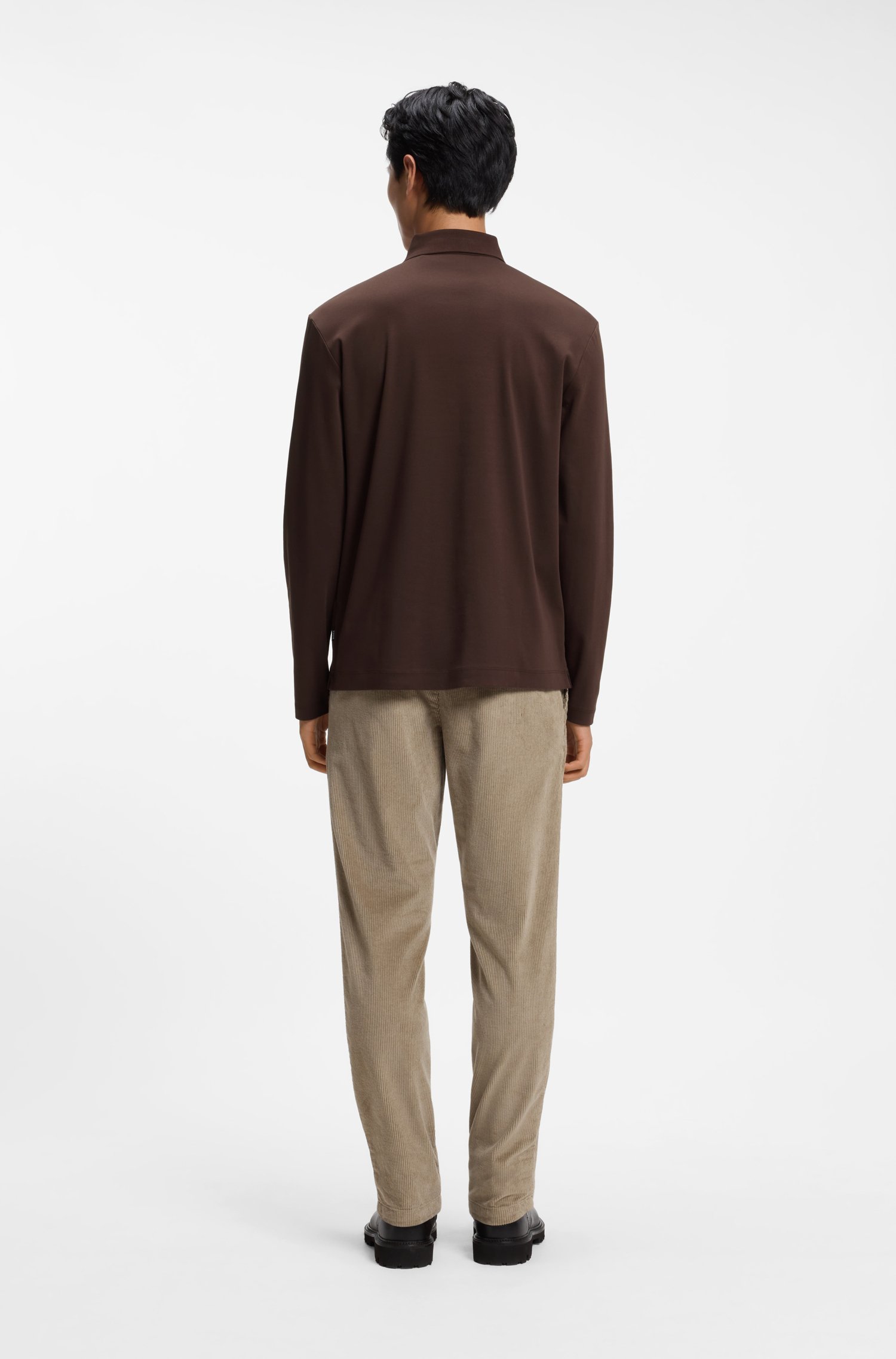 Boss Long-sleeved cotton polo shirt with Double B monogram pikéer herr – bild 3