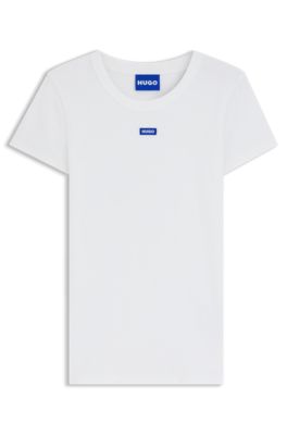 【関税込み】Hugo オフホワイト リラックスフィット Tシャツ BOSS - リラックスフィットTシャツ ストレッチコットン ロゴ