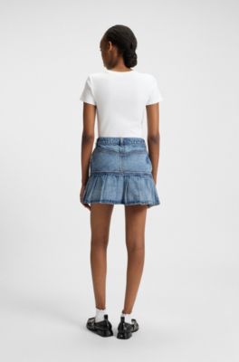 Slim-fit T-shirt in ribbed stretch cotton with logo, White