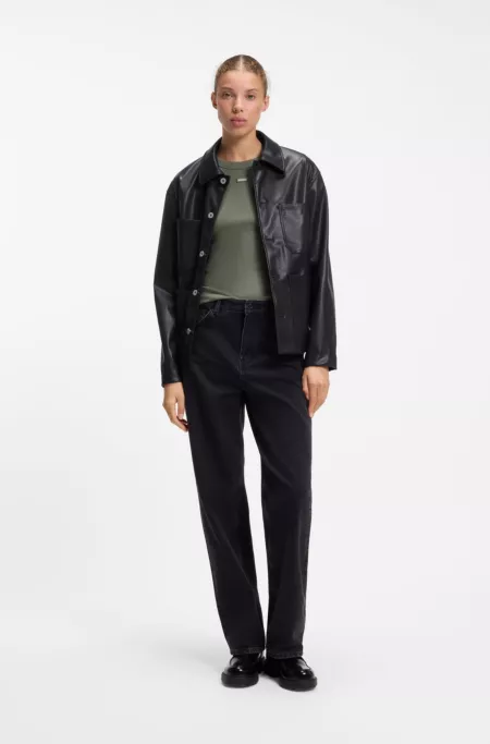 T-shirt Slim en coton stretch avec étiquette logotée