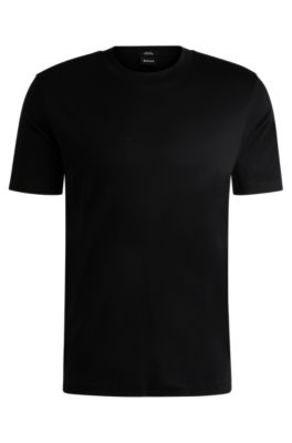 Slim-fit T-shirt in mercerised cotton, Black