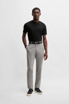 Slim-fit T-shirt in mercerised cotton, Black