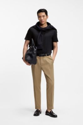 Slim-fit T-shirt in mercerised cotton, Black