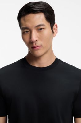 Slim-fit T-shirt in mercerised cotton, Black