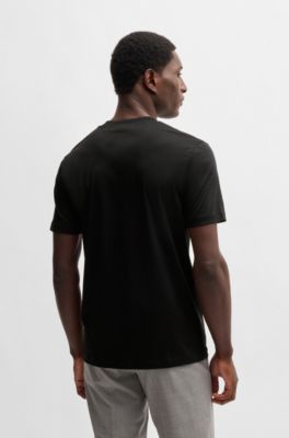 Slim-fit T-shirt in mercerised cotton, Black