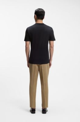 Slim-fit T-shirt in mercerised cotton, Black