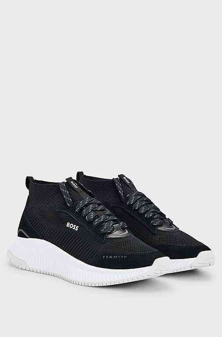 TTNM EVO mid-top trainers with knitted uppers, Black