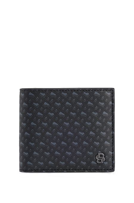 Monogram folding wallet with Double B trim, Black