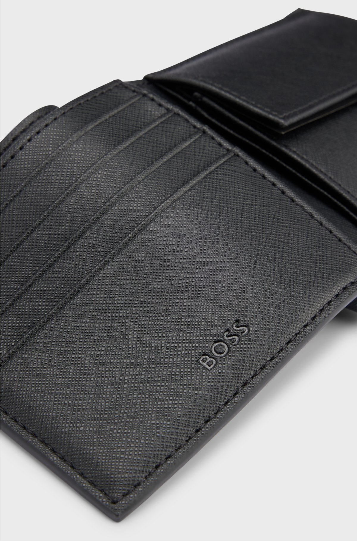 Monogram folding wallet with Double B trim, Black