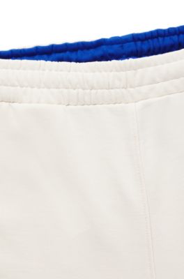 Trainingsbroek van katoenen sweatstof in cargostijl, Naturel