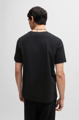Cotton-jersey regular-fit T-shirt with seasonal artwork, Black