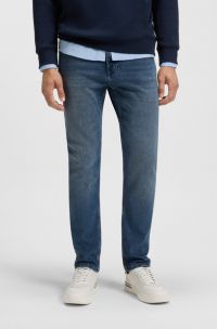 Delaware Slim-Fit Jeans aus komfortablem blauem Stretch-Denim, Blau