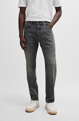 BOSS - Maine Regular-fit jeans in grey comfort-stretch denim