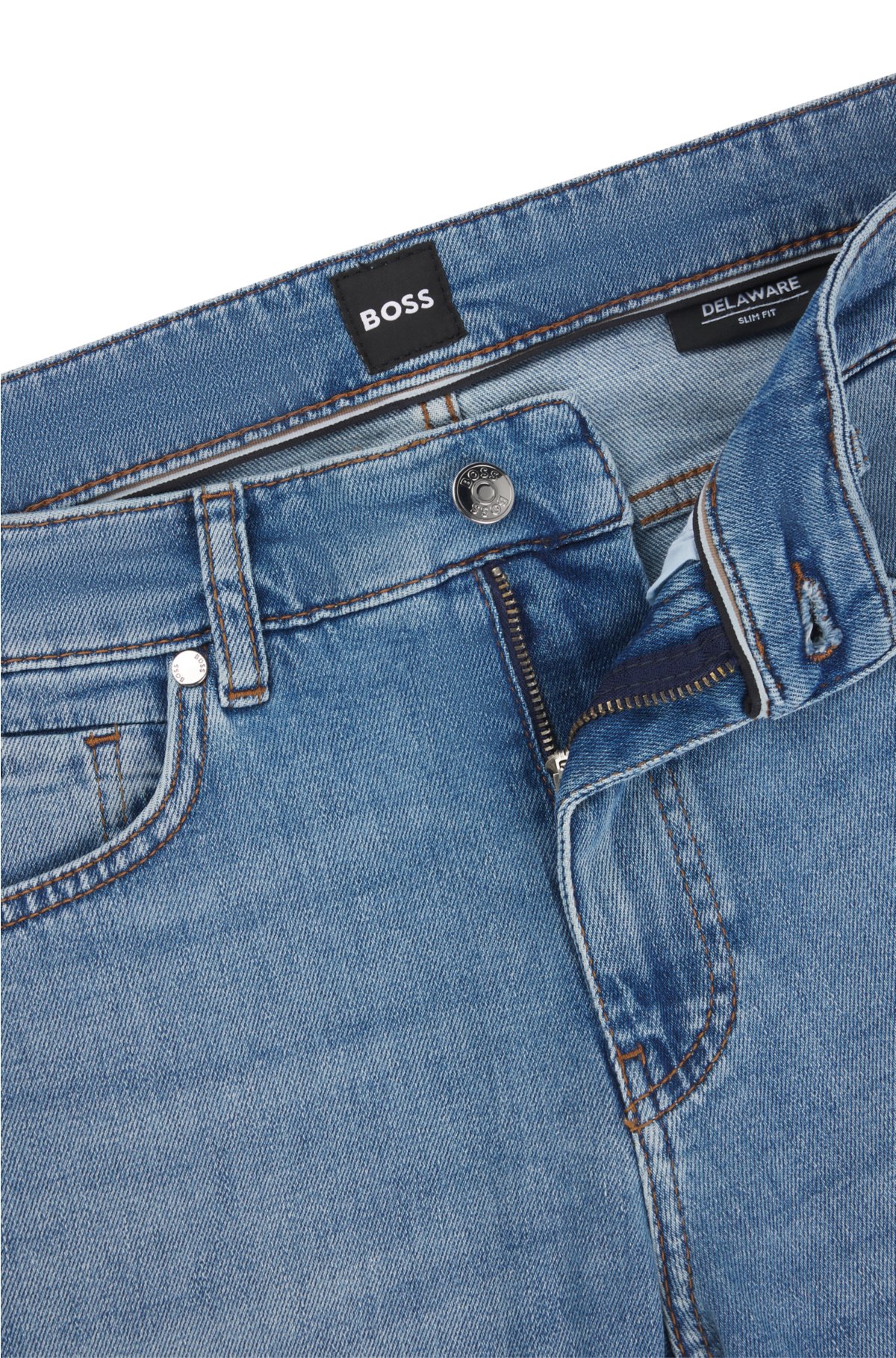 Slim-fit jeans in pure-blue comfort-stretch denim, Blue