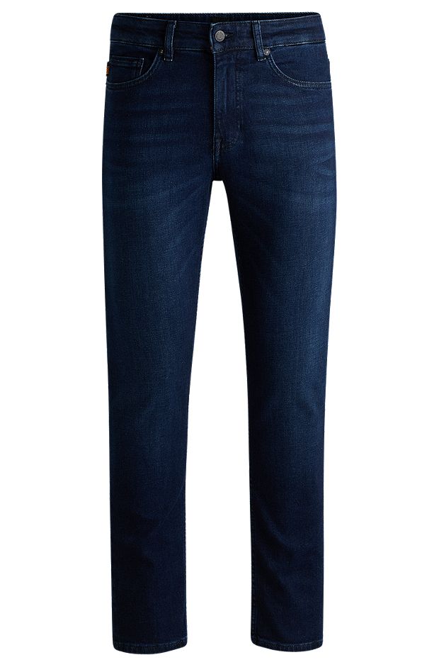 Slim-fit jeans in pure-blue comfort-stretch denim, Dark Blue