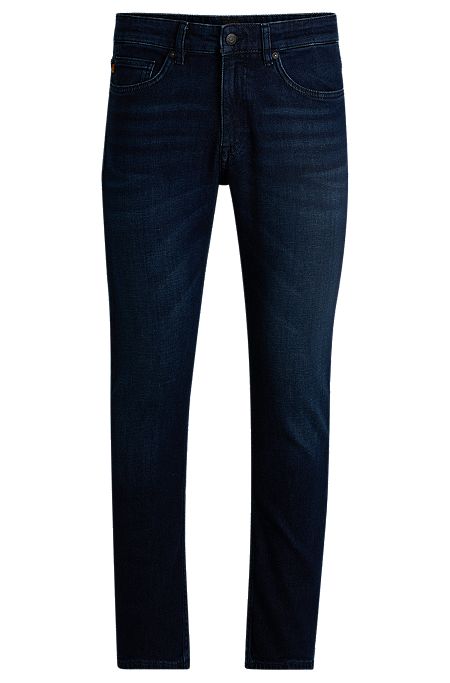 Slim-fit jeans in pure-blue comfort-stretch denim, Dark Blue