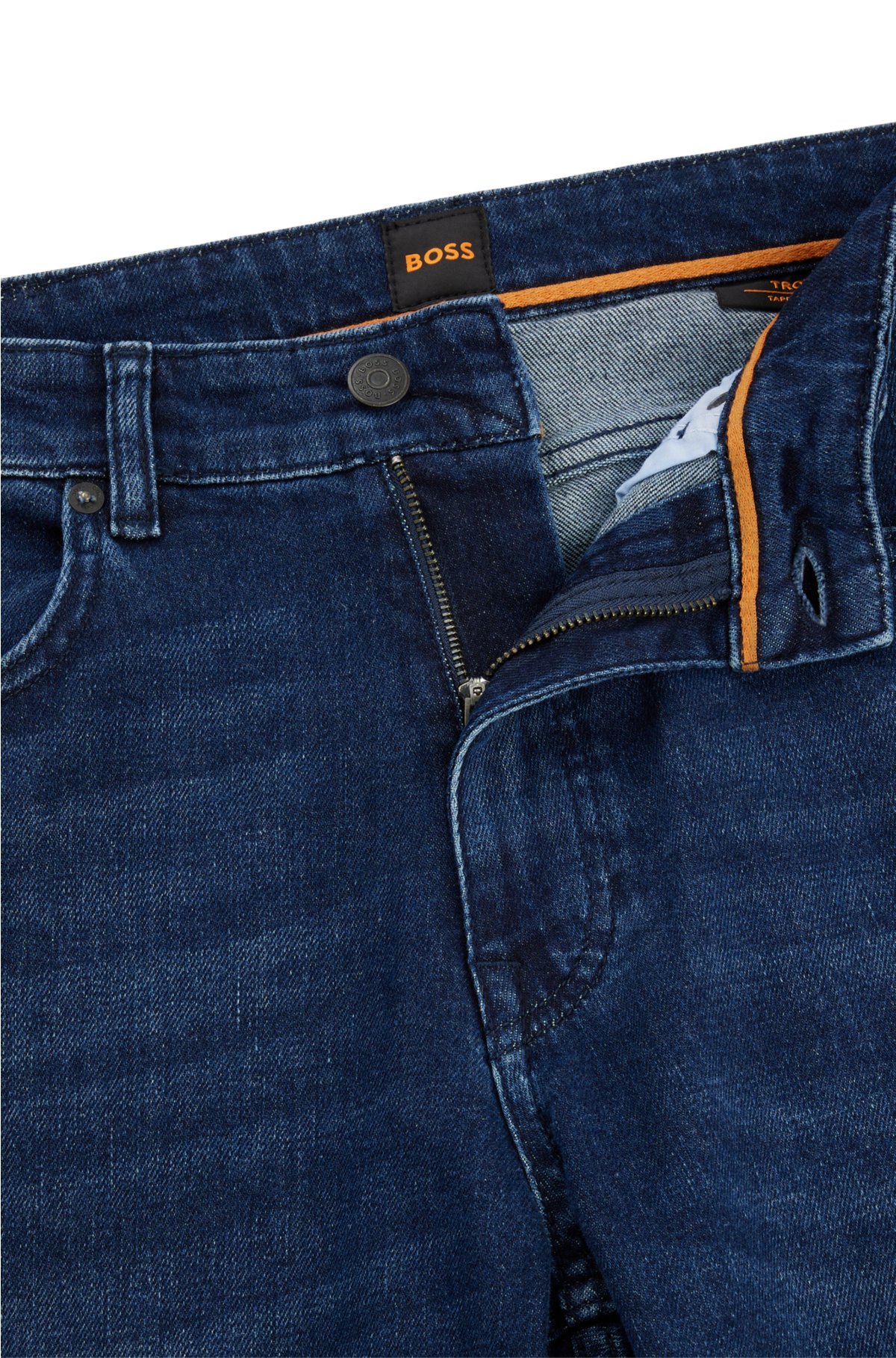 Regular-fit jeans in pure-blue comfort-stretch denim, Dark Blue