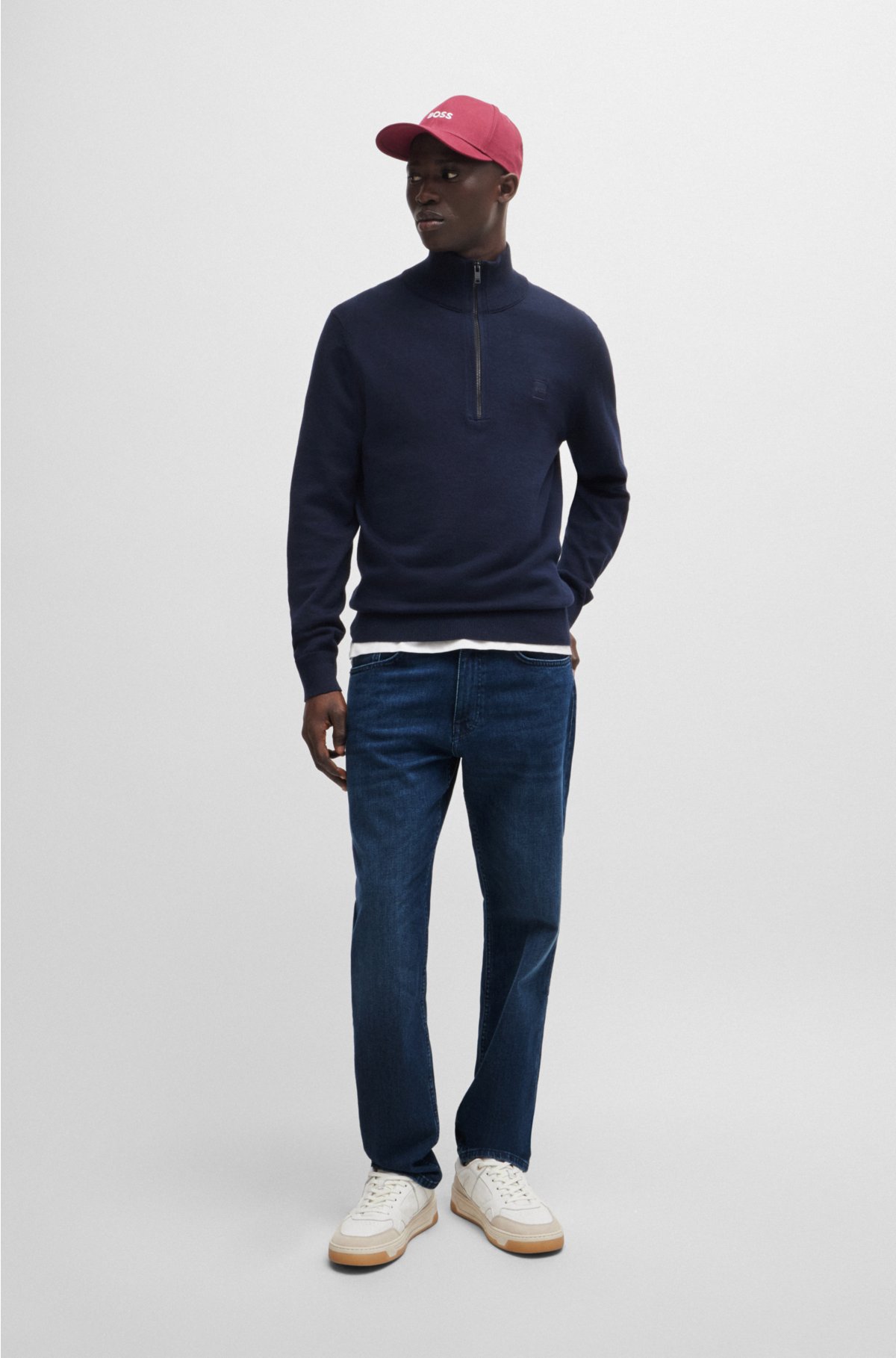 Regular-fit jeans in pure-blue comfort-stretch denim, Dark Blue