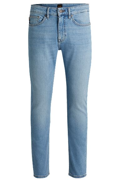 Slim-fit jeans in bright-blue comfort-stretch denim, Light Blue