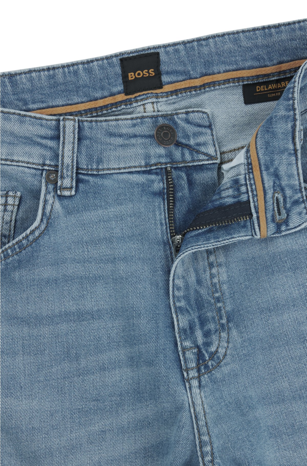 Slim-fit jeans in bright-blue comfort-stretch denim, Light Blue
