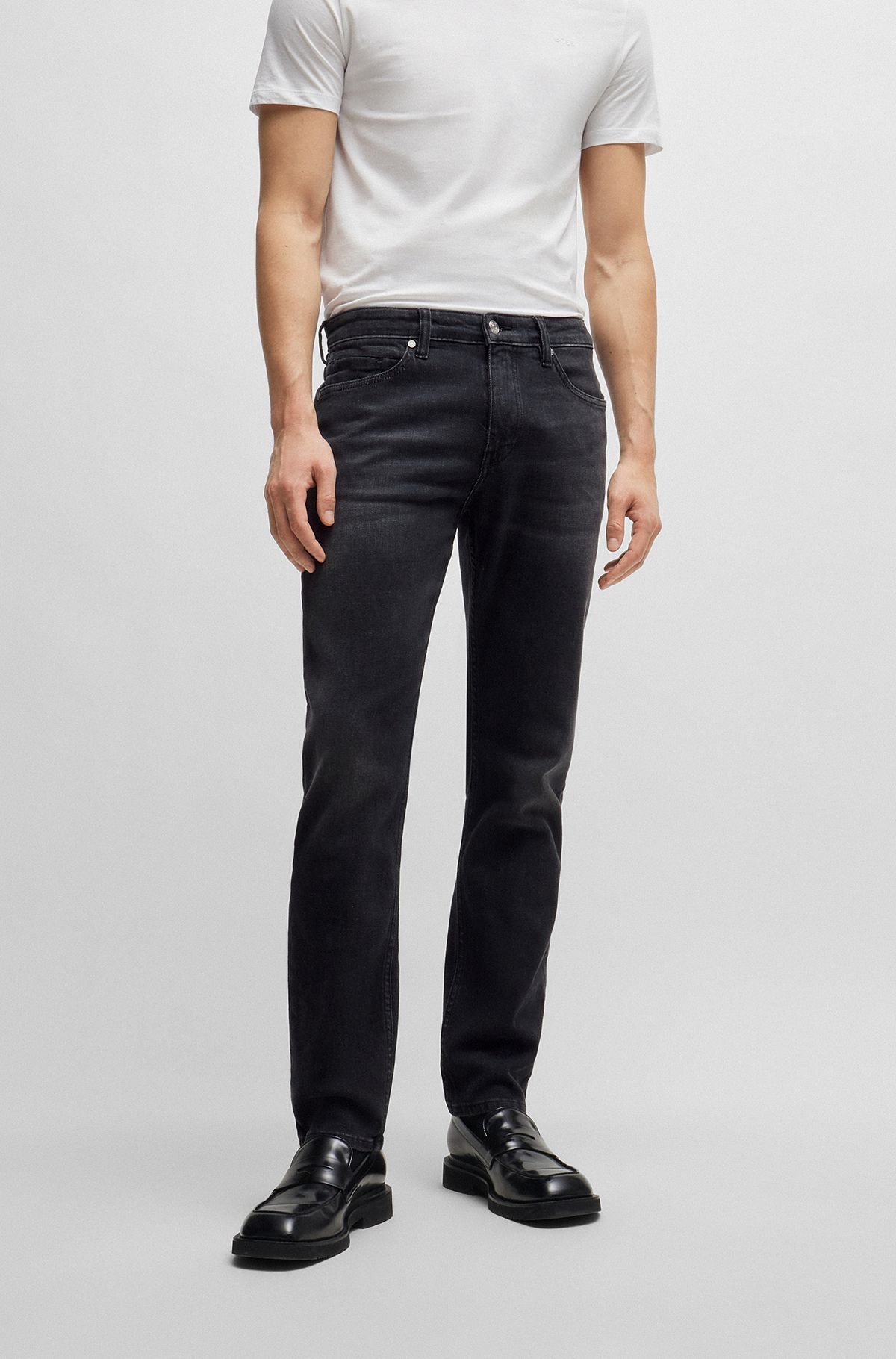 Slim-fit jeans in black comfort-stretch denim, Dark Grey