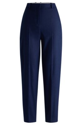 Regular-fit trousers in stretch cloth with tapered leg, Dark Blue
