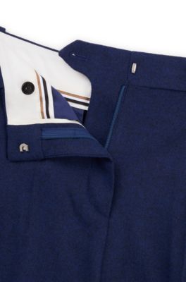 Regular-fit trousers in stretch cloth with tapered leg, Dark Blue
