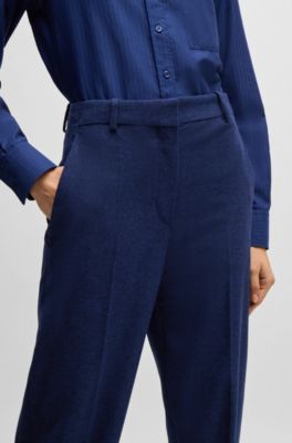 Regular-fit trousers in stretch cloth with tapered leg, Dark Blue