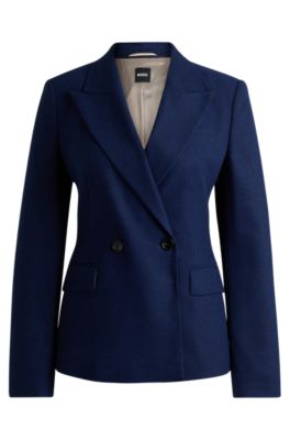 BOSS - スリムフィット ダブルブレストジャケット ウール入り 