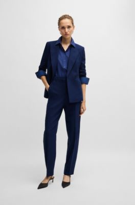 BOSS - スリムフィット ダブルブレストジャケット ウール入り 