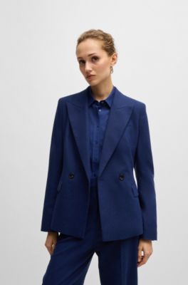 BOSS - スリムフィット ダブルブレストジャケット ウール入り 