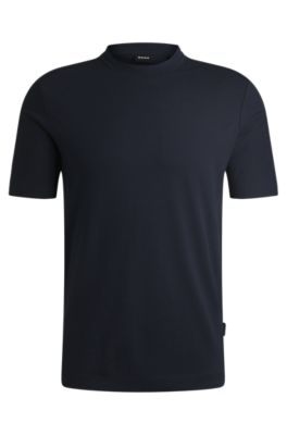 BOSS - Regular-fit T-shirt in stretch flannel - Dark Blue
