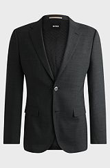 Micro-patterned jacket in stretch cloth with virgin wool, Dark Grey